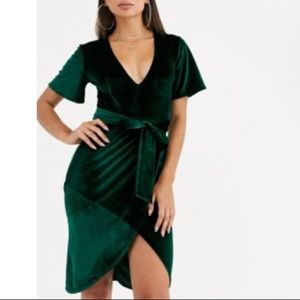 Emerald velvet green dress